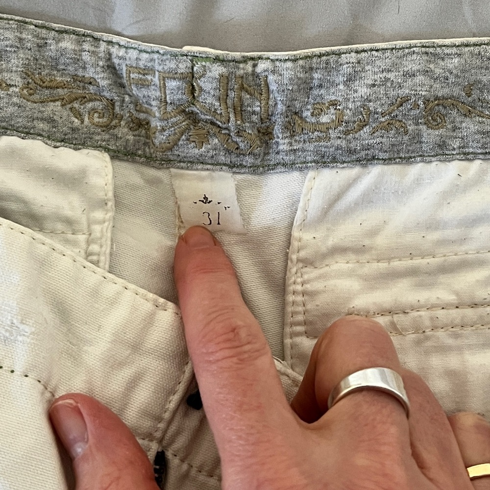 EDUN jeans in great condition! Slight flair bottom, great off white hue